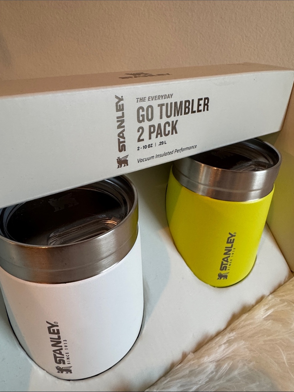 Stanley Go Tumbler 2 Pack 10oz - White/Frost Electric Yellow - NIB - Picture 3 of 4